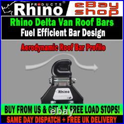 2 x Rhino Delta Van Roof Rack Steel Bars + Load Guards Vauxhall Astra 2006-2013