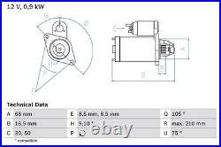 BOSCH 0986017120 Starter 210mm Length Fits Chevrolet Daewoo Fiat Opel Vauxhall