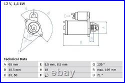 BOSCH Starter Motor for Vauxhall Astra 1.4 Litre October 2011 to October 2020