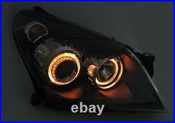 Black Angel Eye Headlights Headlamps For Vauxhall Opel Astra H Mk5 Mk 5
