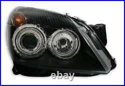Black Angel Eye Headlights Headlamps For Vauxhall Opel Astra H Mk5 Mk 5