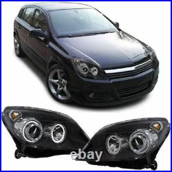 Black Angel Eye Headlights Headlamps For Vauxhall Opel Astra H Mk5 Mk 5 Asthan