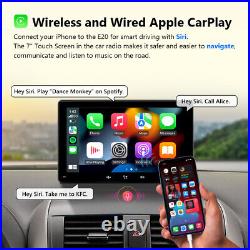 Portable 7 Car Radio Stereo Touch Screen Android Auto CarPlay Head Unit GPS Nav